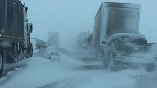 Winter blast Blizzard causing chaos on Manitoba highways [upl. by Noxaj267]