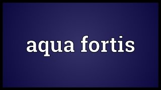 Aqua fortis Meaning [upl. by Hercule332]