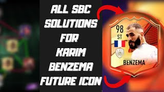 ALL SBC SOLUTIONS FOR KARIM BENZEMA FUTURE ICON  MADFUT 22 [upl. by Hosea834]