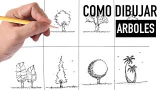 Como dibujar ARBOLES a MANO ALZADA  METODO FACIL [upl. by Nathanil]