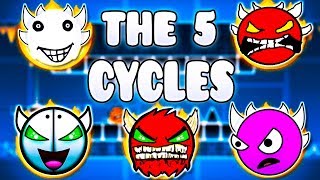 quotTHE 5 CYCLESquot   GEOMETRY DASH BETTER AND RANDOM LEVELS [upl. by Nlocnil193]