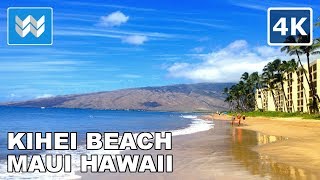 4K Kihei Beach in Maui Hawaii  Virtual Walking Tour amp Travel Guide  Relaxing Ocean Waves Sound [upl. by Warwick35]