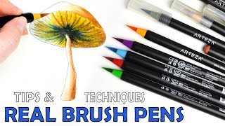 How to use REAL BRUSH Pens Tips and Techniques [upl. by Dranrev]