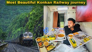 Duronto Express First Class COUPE Food Review  Monsoon Special Train Journey  Konkan Railway [upl. by Llemij]