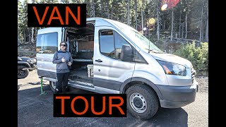 DIY Ford Transit Camper VAN TOUR  Simple Build For Weekend Adventures [upl. by Howlend321]