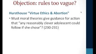 Hursthouse Virtue Theory and Abortion part 1 [upl. by Anne-Corinne]