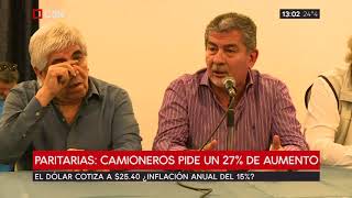 Paritarias Camioneros pide un 27 de aumento [upl. by Aicilaanna]