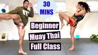 BEGINNER MUAY THAI  Full Class 30 Minutes  No Equipment [upl. by Einaled719]