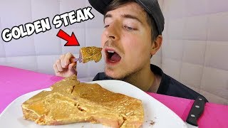 Eating A 10000 Golden Steak 24k Gold [upl. by Ahsinid]