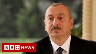 NagornoKarabakh President Ilham Aliyev speaks to the BBC  BBC News [upl. by Anaed]