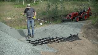 Putting Down Gravel Driveway Using Geocell Our Solution for Long Steep Slope [upl. by Noynek]