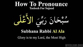 Subhana Rabbi Al Ala What to say in sujood for Salah [upl. by Teria]