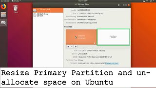 Resize Primary Partition and unallocate space on Ubuntu  Part 1 [upl. by Adnilrev]