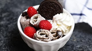 Rolled Ice Cream Only 2 Basic Ingredients  Addins [upl. by Revert]