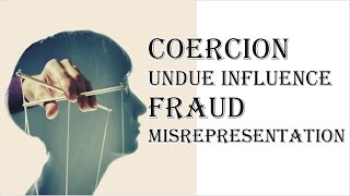 Coercion Undue Influence Fraud Misrepresentation  Indian Contract Act 1872  Law Guru [upl. by Wilkey71]