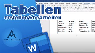 Tabellen erstellen und bearbeiten  Word Tutorial 001 [upl. by Anola]