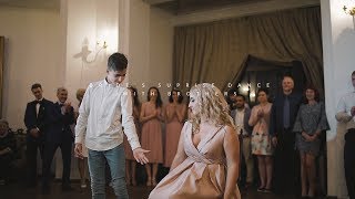 Brides epic surprise dance with brothers  wedding in Sangaste castle [upl. by Oigres]