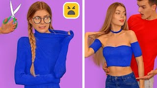 FASHION HACKS amp CLOTHES DIY Girls Clothes Transformation Ideas by Mr Degree [upl. by Sedgewake]