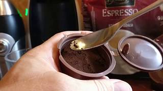 Coffee hack Dolce Gusto refillable capsule and Lidl espresso beans [upl. by Arihsaj396]