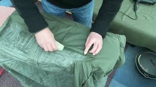 how to wax a bushcraft jacket with fjallraven greenland wax [upl. by Yenttirb]