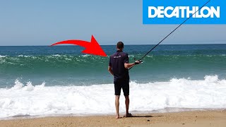 PÊCHE en SURFCASTING avec un CHAMPION DU MONDE matériel décathlon CAPERLAN SW [upl. by Imij963]