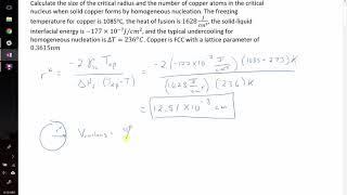 homogeneous nucleation example problem [upl. by Lal]