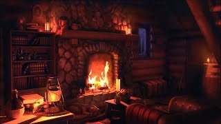 Wood Cabin Ambience  Heavy Blizzard Sounds for Sleep Relaxation amp Study with Fireplace Sounds [upl. by Einafpets869]