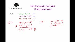 Simultaneous Equations with Three Unknowns [upl. by Balf]