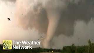 7minutes of footage and coverage of EF4 Manitoba tornado  August 3 2018 [upl. by Atiuqat]