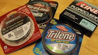 Choosing Fishing Line Monofilament vs Braid vs Fluorocarbon [upl. by Navetse]