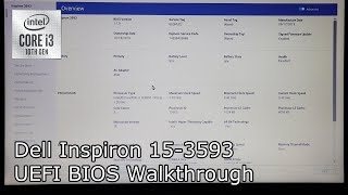 Dell Inspiron 15 3593 UEFI BIOS Setting Walkthrough [upl. by Ydna899]