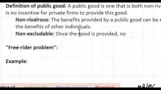 Public Goods as a Market Failure  part 1 [upl. by Eldnek]