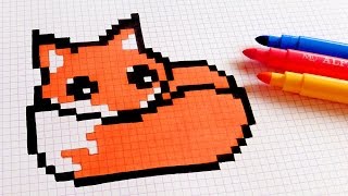 Handmade Pixel Art  How To Draw Kawaii Fox pixelart [upl. by Josee]