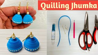 DIY  How To Make Quilling Earrings Jhumkas Without Mould  Paper Quilling Earrings Simple Jhumka [upl. by Noevart]