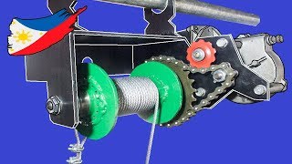 Diy Electric Hoist Using Bicycle Parts And Wiper Motor [upl. by Notlef]