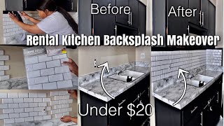 DIY Rental Kitchen MAKEOVER Removable BacksplashAffordable Kitchen TransformationRenter Friendly [upl. by Aisile]