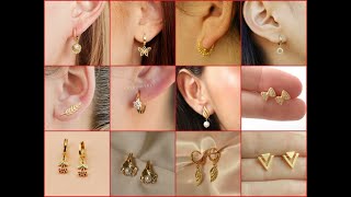 Latest and stylish light weight gold earrings designsimple daily wear gold earring designjewellery [upl. by Mareah]