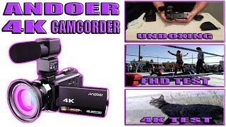 Andoer 4K 1080P 48MP WiFi Digital Video Camera Unboxing  Review [upl. by Carolynn]