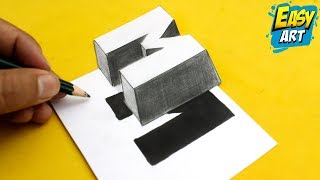 Super Facil ► How To Draw 3D Letters M │Dibujos Faciles│Como dibujar letras 3d [upl. by Ocer]