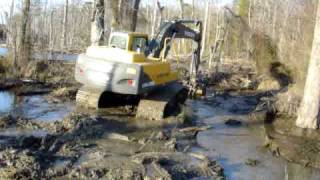 Excavator Busting a Huge Beaver Dam [upl. by Ardeth]