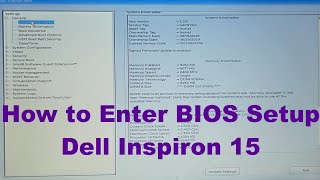 Dell Inspiron 15 How to Enter BIOS Utility System In Dell Inspiron 15 Full Tutorial [upl. by Eimat516]