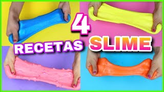 4 RECETAS PARA HACER SLIME  SLIME FÁCIL Y SIN BÓRAX  NatyGloss [upl. by Skill565]