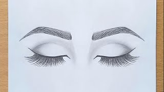 How to draw Closed Eyes for beginners step by step [upl. by Beera681]