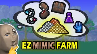 How To Set Up Easy Surface Mimic Farm  Step By Step  Terraria 142 [upl. by Anerehs834]