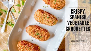 Crispy Spanish Vegetable Croquettes  Croquetas de Pisto Recipe [upl. by Nette669]