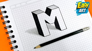 Dibujos muy FACILES  Como Dibujar LETRAS en 3D letra M  Easy way to Draw 3D letters  Letter M [upl. by Terrie417]