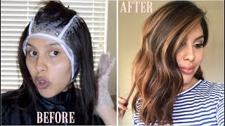 DIY HIGHLIGHTS USING CAP Revlon Frost amp Glow Highlighting Kit [upl. by Assital]