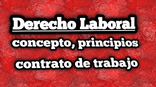 Derecho Laboral Concepto funciones y contrato de trabajo [upl. by Berneta]