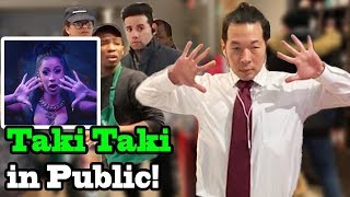 quotTAKI TAKIquot Dance in PUBLIC  Ozuna Cardi B Selena Gomez DJ Snake [upl. by Raynell213]