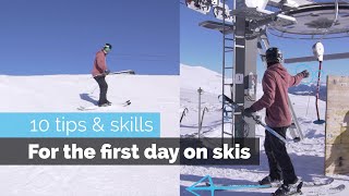 How to Ski  10 Beginner Skills for the First Day Skiing [upl. by Einnim]